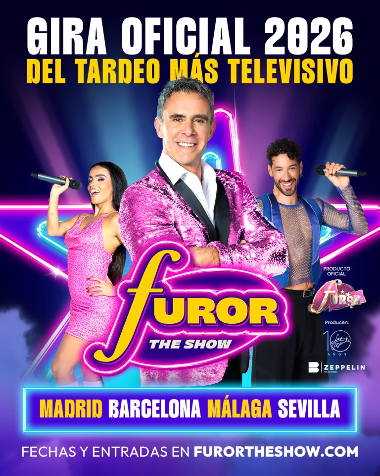 Cartel de la gira oficial 2026 de Furor The Show en Madrid, Barcelona, Málaga y Sevilla